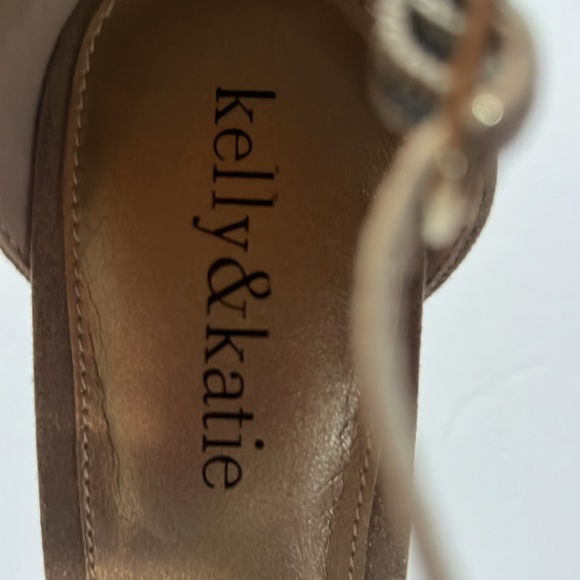 Kelly & Katie Beige Sparkle High Heels Peep Toe Dress Sandals size 9 - Picture 5 of 9